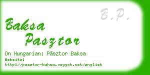 baksa pasztor business card